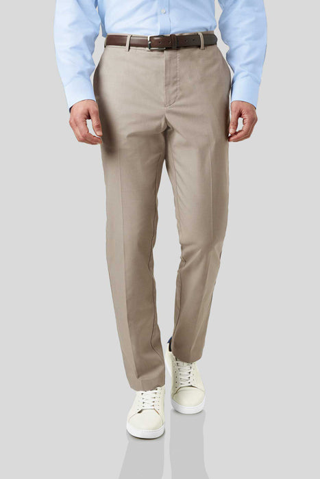 Buy JadeBlue Men's Solid Beige Terry Rayon Classic Fit Formal Trouser online